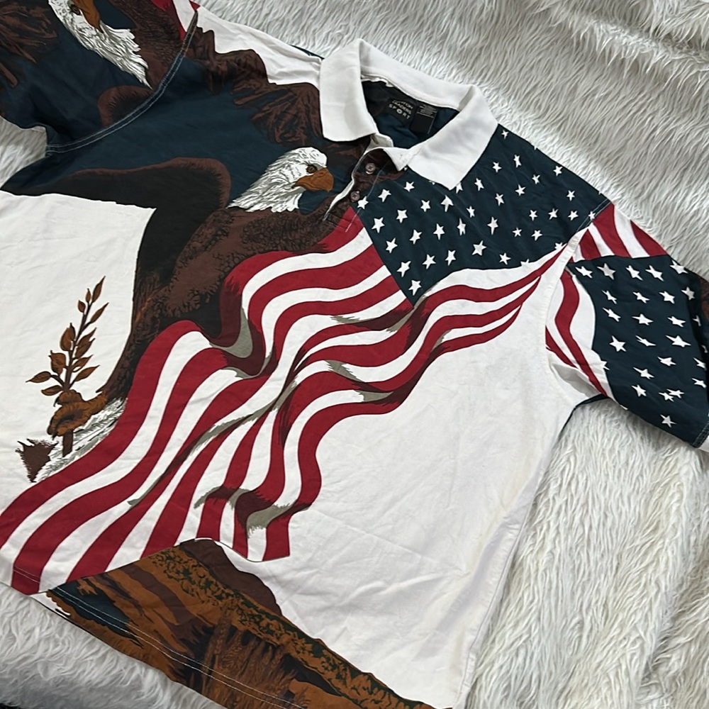 American flag patriotic eagle and flag polo shirt size xxl - Picture 2 of 9